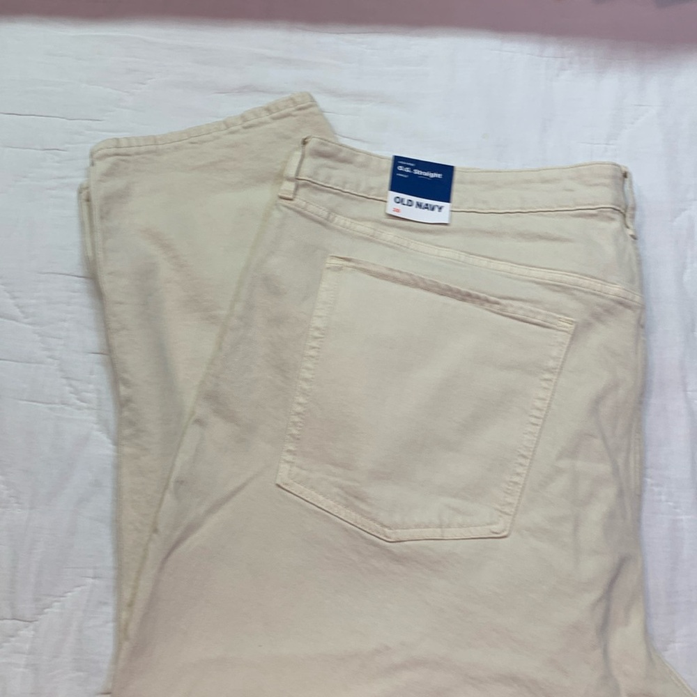 NWT Old Navy Jeans Womens 28 High Rise OG Straight Ankle Cream Denim New Plus